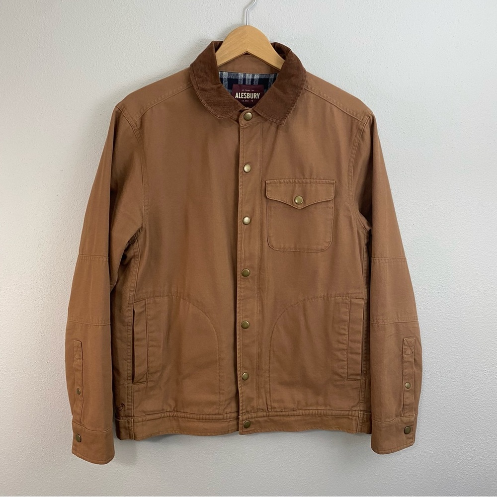 Alesbury Brown Chore Barn Coat‎ Blue Plaid Full Zip Mens Size Medium